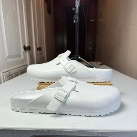 Birkenstock Boston Eva White Clogs Sz 46 Men Sz 13 Damaged - Picture 1 of 15